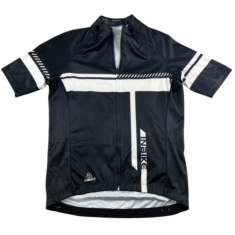 INBIKE Mens XL Cycling Jersey Short Sleeve Bicycle T-Shirt Top Black Full Zip
